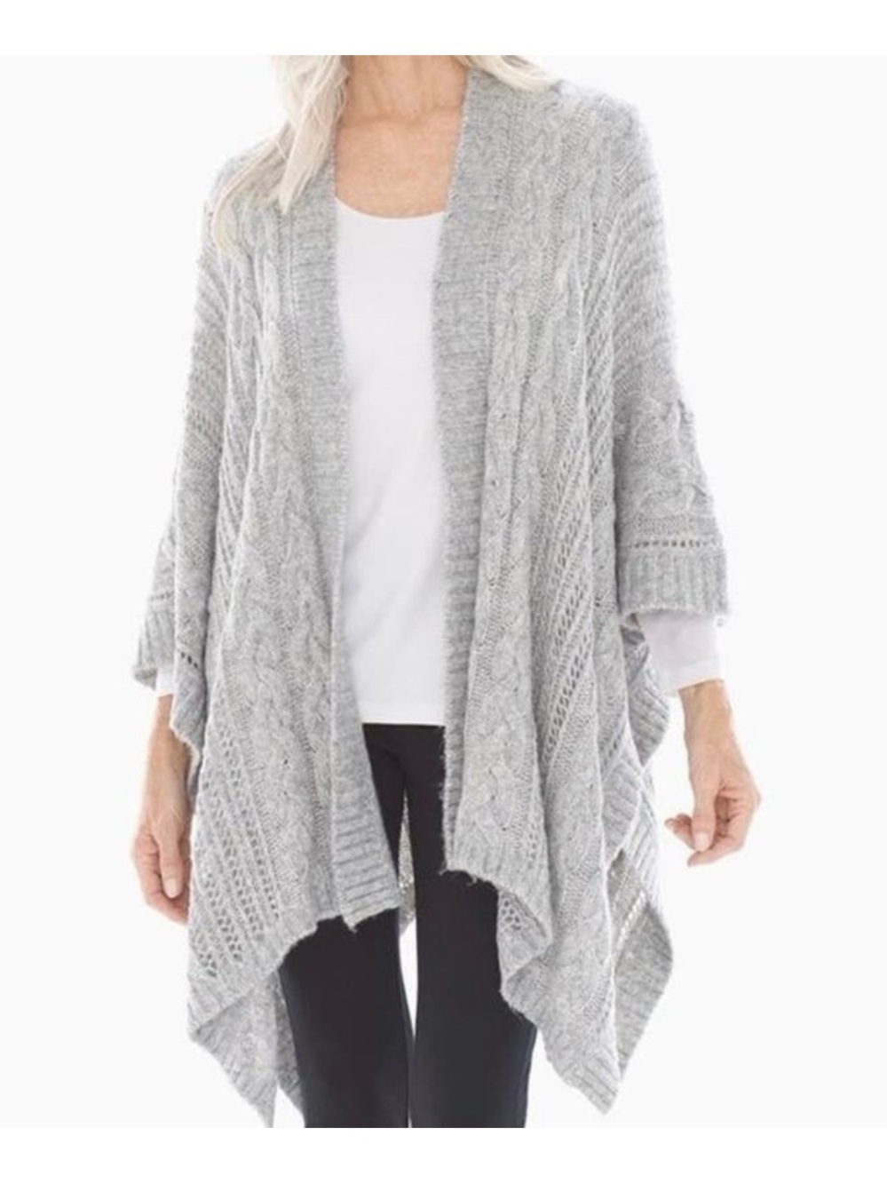 Soma Cable Knit Ruana Wrap Shawl Poncho One Size